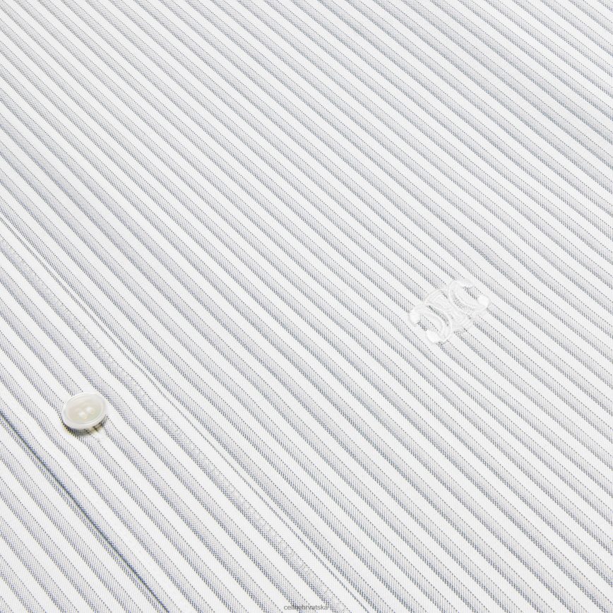CELINE muškarci labava karnabi košulja od prugaste svile craie/quartz/gris odjeća 3WE2E1909