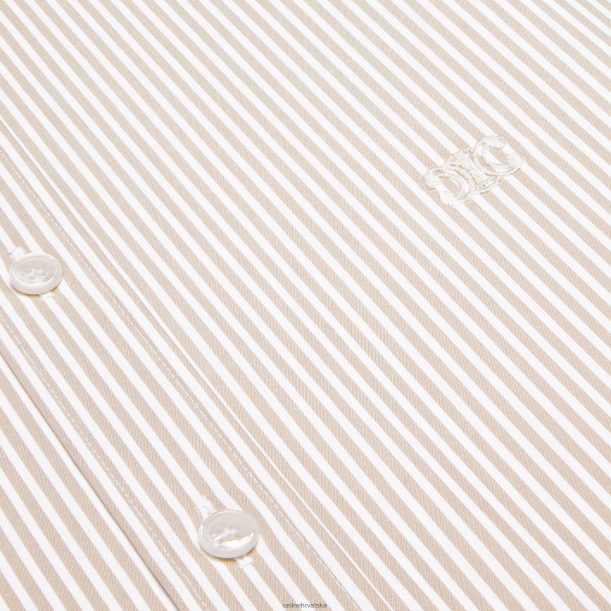 CELINE muškarci labava karnabi košulja od prugastog poplina bijela/deva odjeća 3WE2E1908