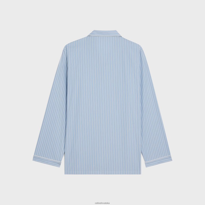 CELINE muškarci pidžama košulja od prugastog pamuka bleu ciel/blanc odjeća 3WE2E1920