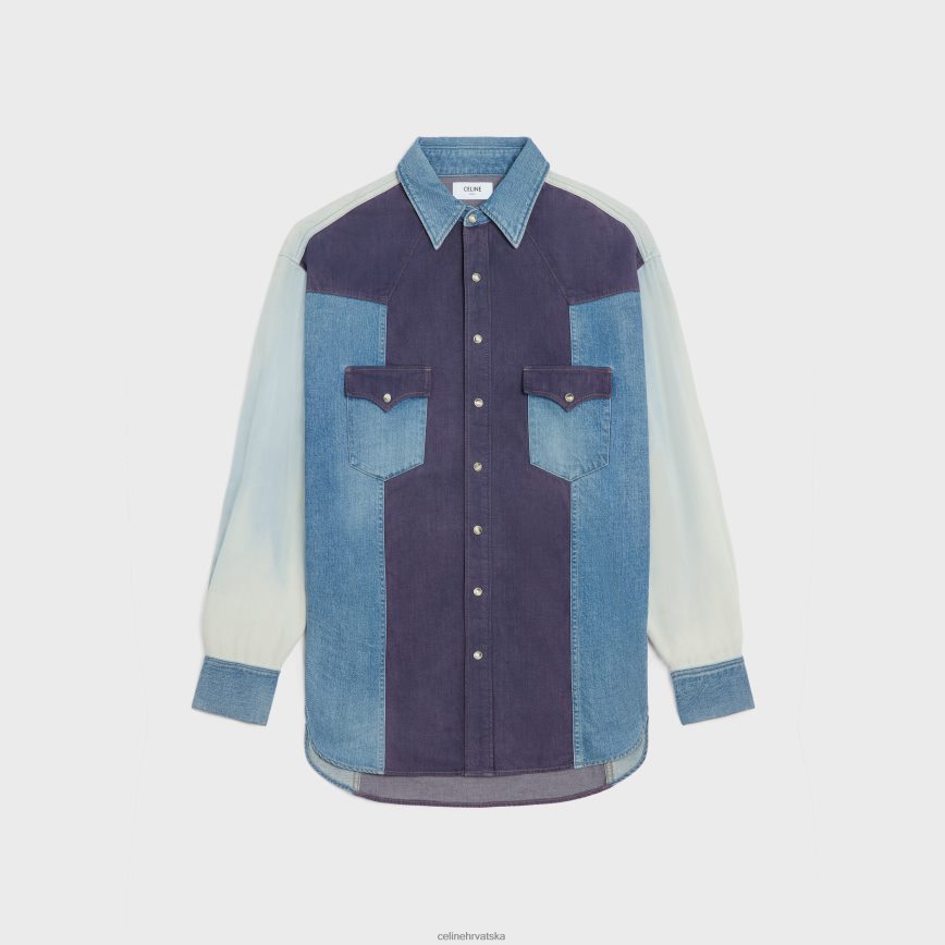 CELINE muškarci western košulja od trapera obračun oprati odjeća 3WE2E1991