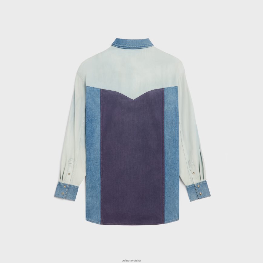 CELINE muškarci western košulja od trapera obračun oprati odjeća 3WE2E1991