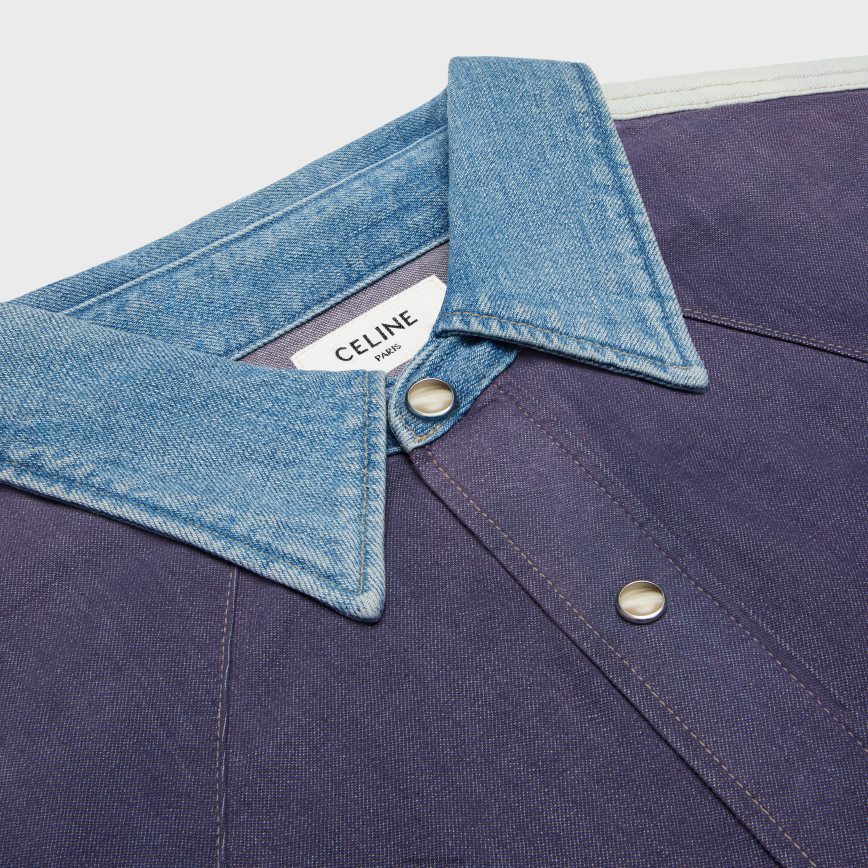 CELINE muškarci western košulja od trapera obračun oprati odjeća 3WE2E1991