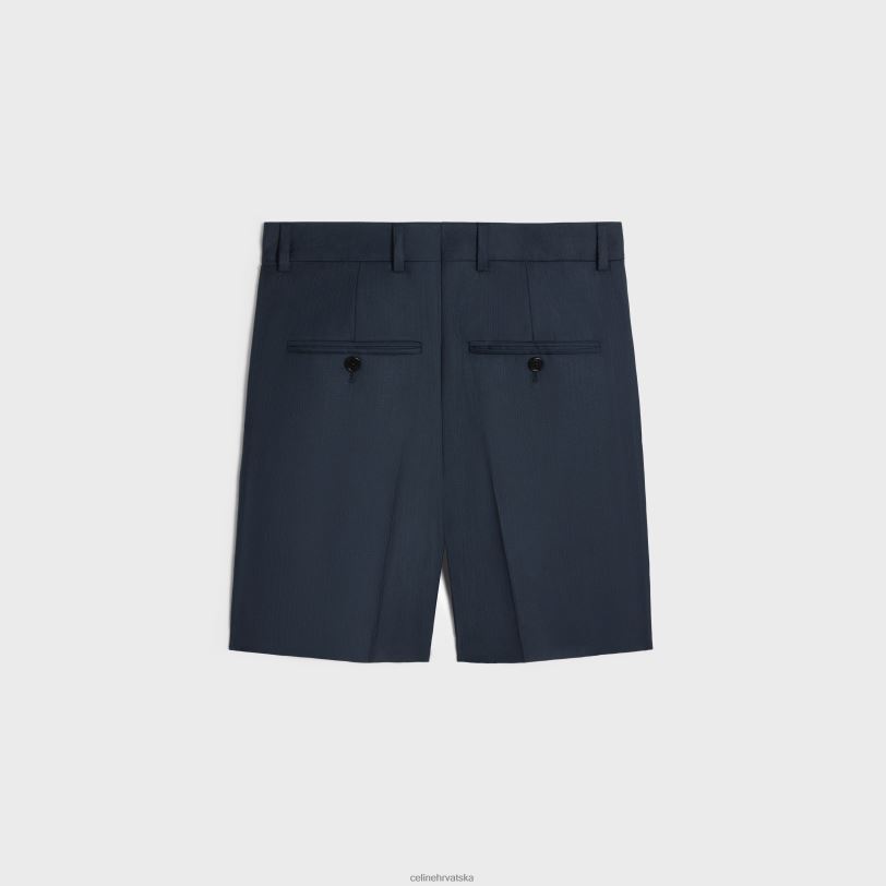 CELINE muškarci kratke hlače od prugaste vune 3WED6589 odjeća tamna mornarica