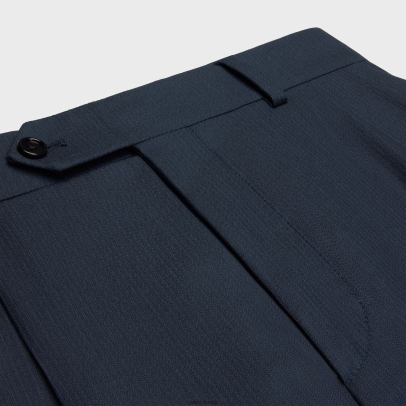 CELINE muškarci kratke hlače od prugaste vune 3WED6589 odjeća tamna mornarica