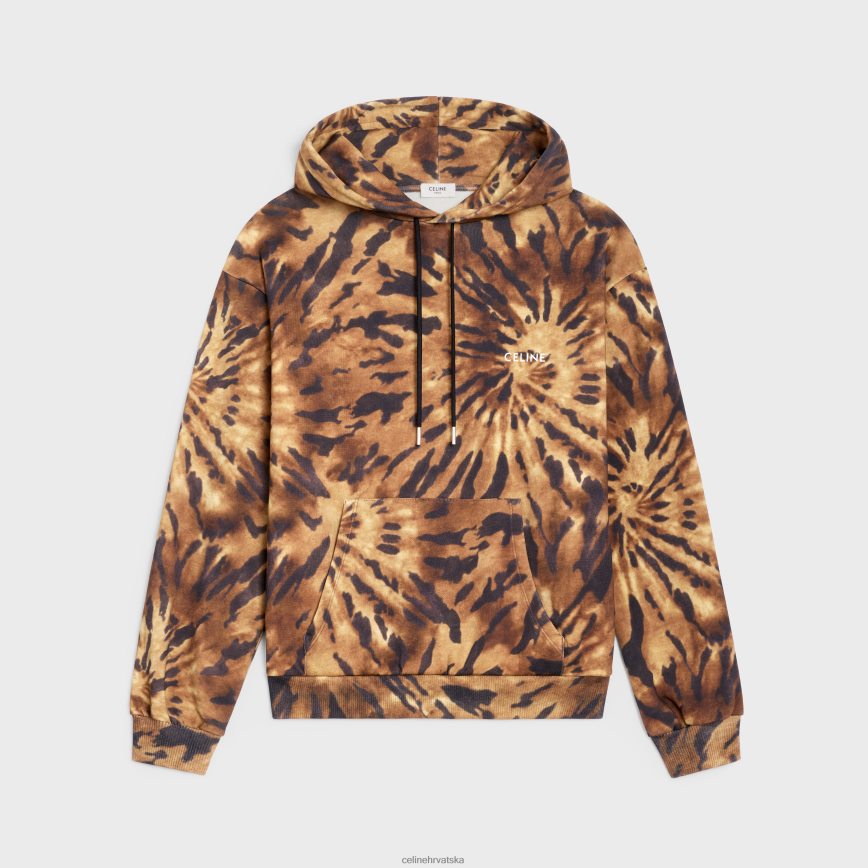 CELINE muškarci široka majica s kapuljačom od džerseja smeđa/crna/beličasta odjeća 3WE2E1946