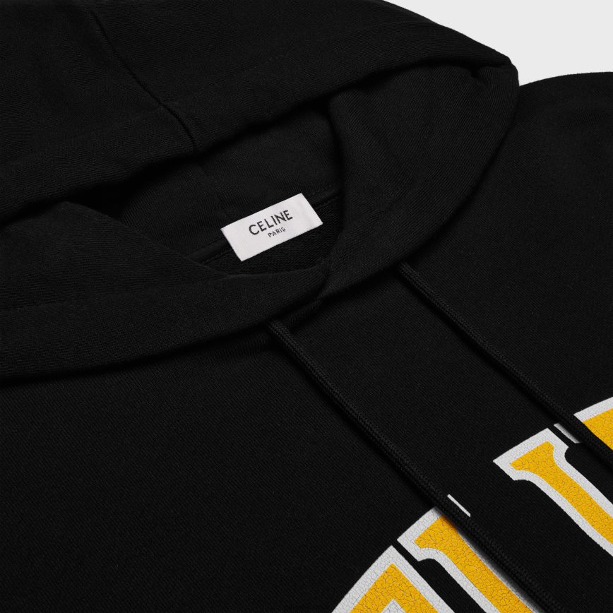 CELINE muškarci široka majica s kapuljačom od pamučnog flisa crno/citron odjeća 3WE2E1810