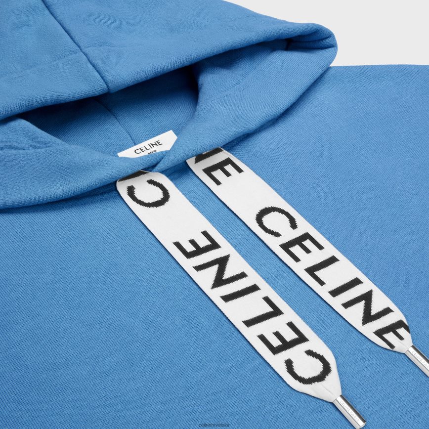 CELINE muškarci široka majica s kapuljačom od pamučnog flisa prljavo plava odjeća 3WE2E1812