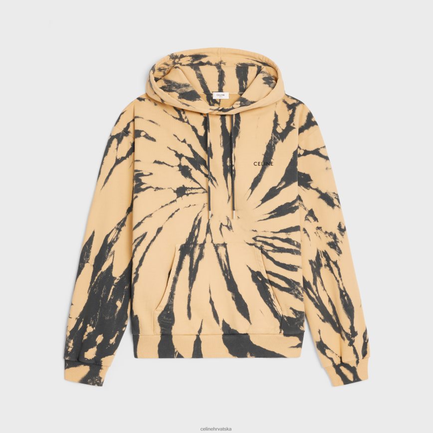 CELINE muškarci široka majica s kapuljačom od pamučnog flisa siva/bež/crna odjeća 3WE2E1947