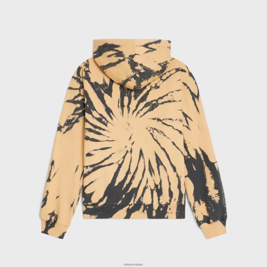 CELINE muškarci široka majica s kapuljačom od pamučnog flisa siva/bež/crna odjeća 3WE2E1947