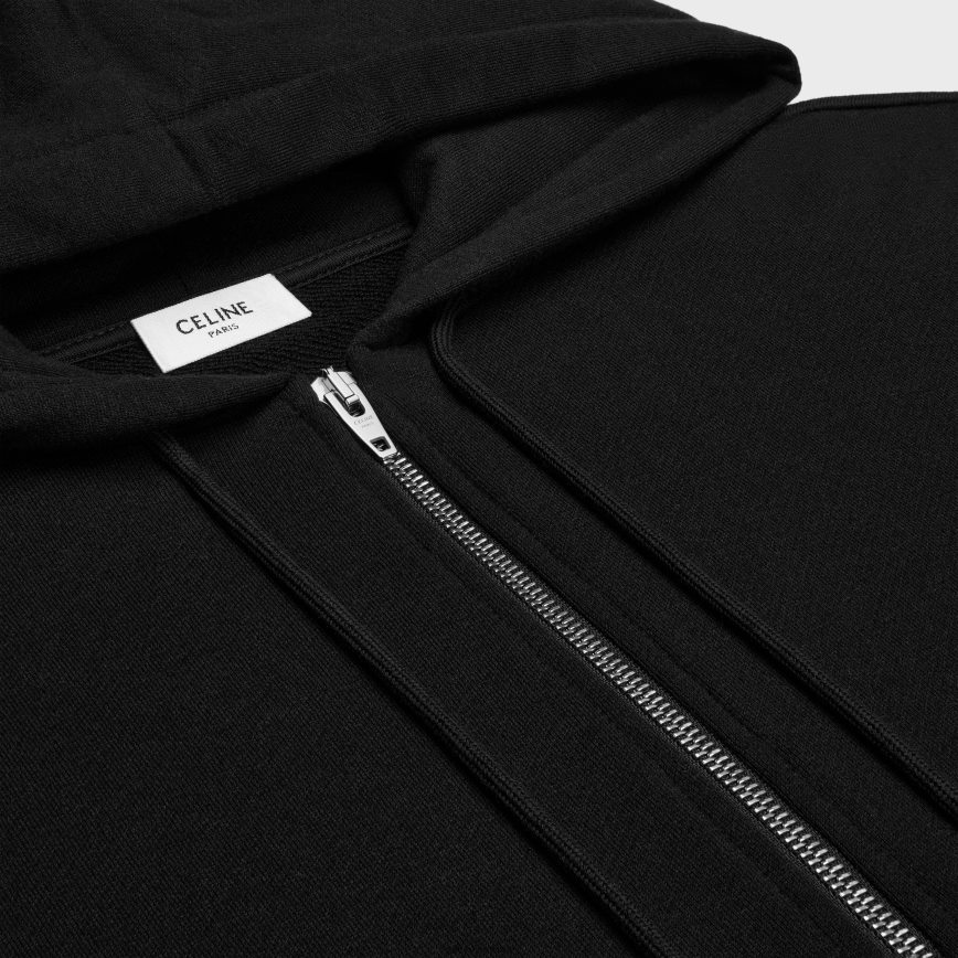 CELINE muškarci labava triomphe majica s kapuljačom od pamuka i kašmira crno bijeli odjeća 3WE2E1801