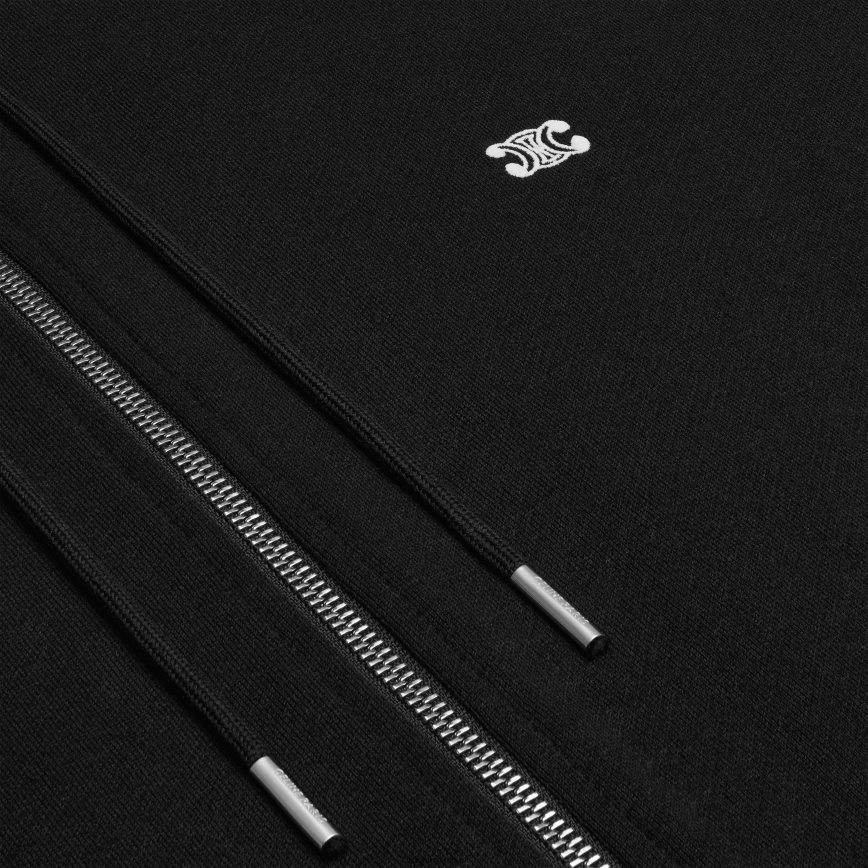 CELINE muškarci labava triomphe majica s kapuljačom od pamuka i kašmira crno bijeli odjeća 3WE2E1801