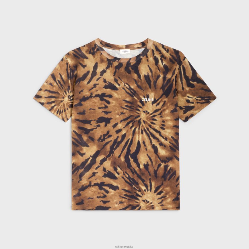 CELINE muškarci široka majica kratkih rukava od tie-dye pamuka smeđa/crna/beličasta odjeća 3WE2E1926