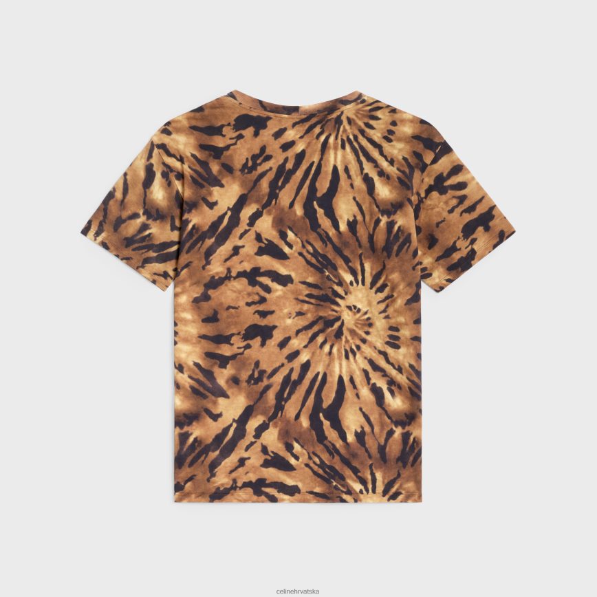 CELINE muškarci široka majica kratkih rukava od tie-dye pamuka smeđa/crna/beličasta odjeća 3WE2E1926