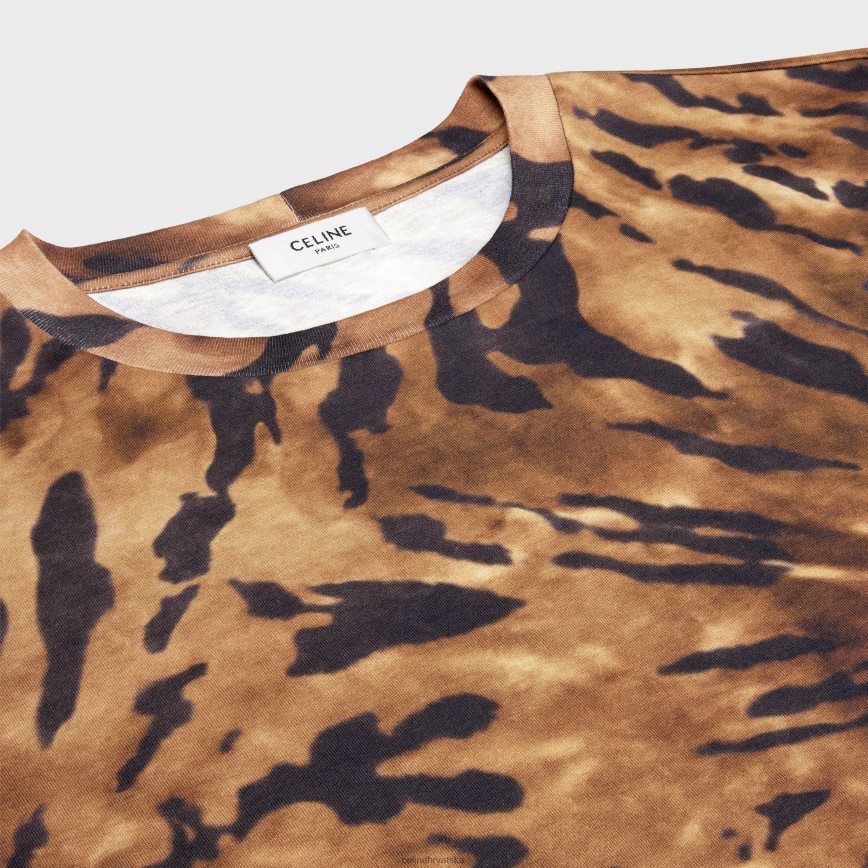CELINE muškarci široka majica kratkih rukava od tie-dye pamuka smeđa/crna/beličasta odjeća 3WE2E1926