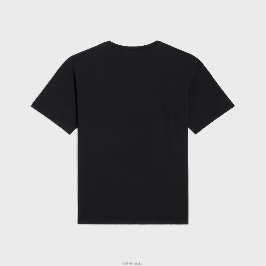 CELINE muškarci široka majica s valovima od pamučnog žerseja crno bijeli odjeća 3WE2E1925