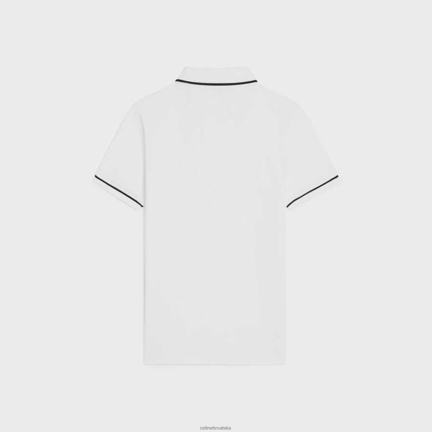 CELINE muškarci klasična polo majica od pamučnog piquea sivo bijelo/crno odjeća 3WE2E1935