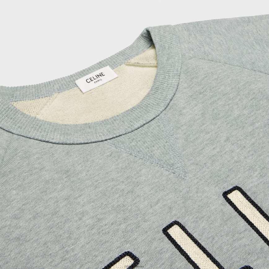 CELINE muškarci paris široka trenirka od pamučnog flisa sivi melange/ecru/crni odjeća 3WE2E1949