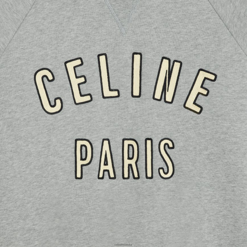 CELINE muškarci paris široka trenirka od pamučnog flisa sivi melange/ecru/crni odjeća 3WE2E1949