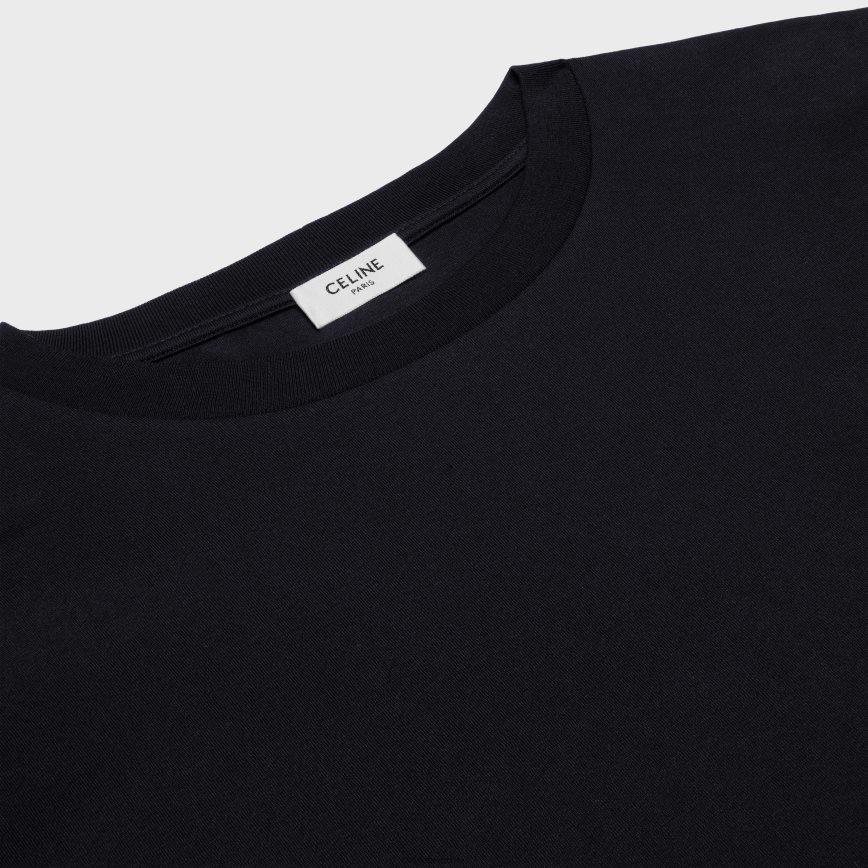 CELINE muškarci triomphe široka majica kratkih rukava od pamučnog žerseja crno bijeli odjeća 3WE2E1819