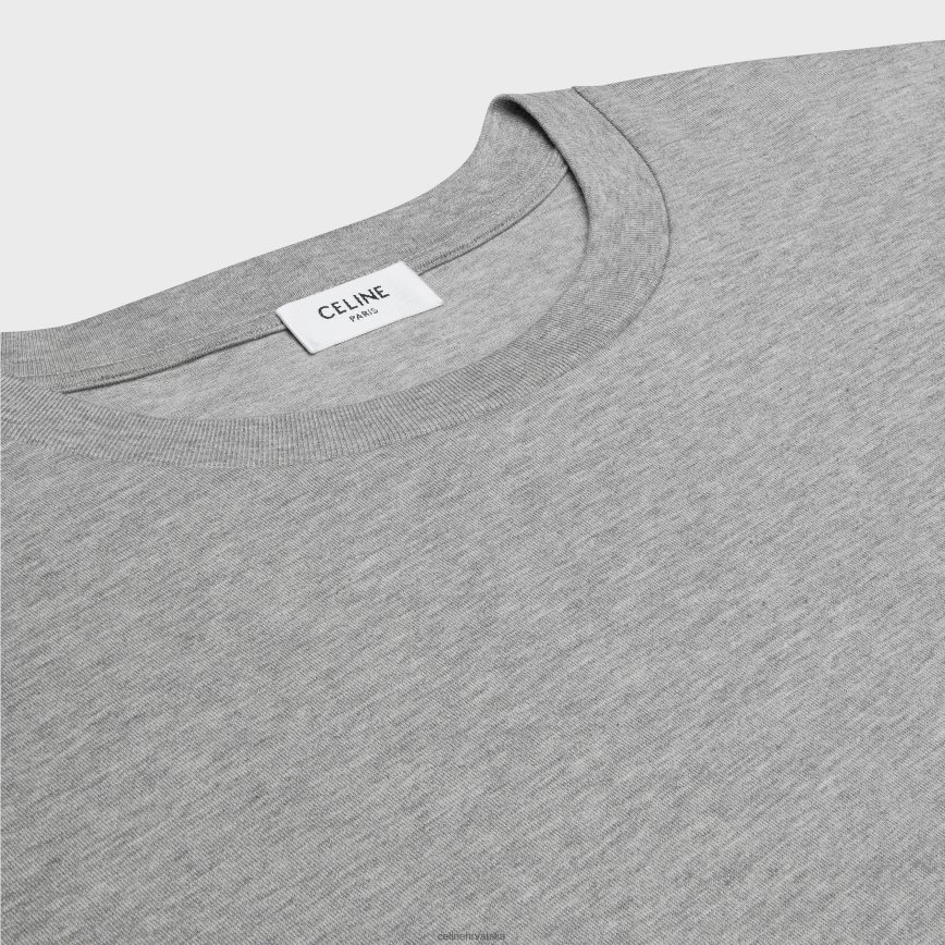 CELINE muškarci triomphe široka majica kratkih rukava od pamučnog žerseja sivi melanž/slabobijela odjeća 3WE2E1820