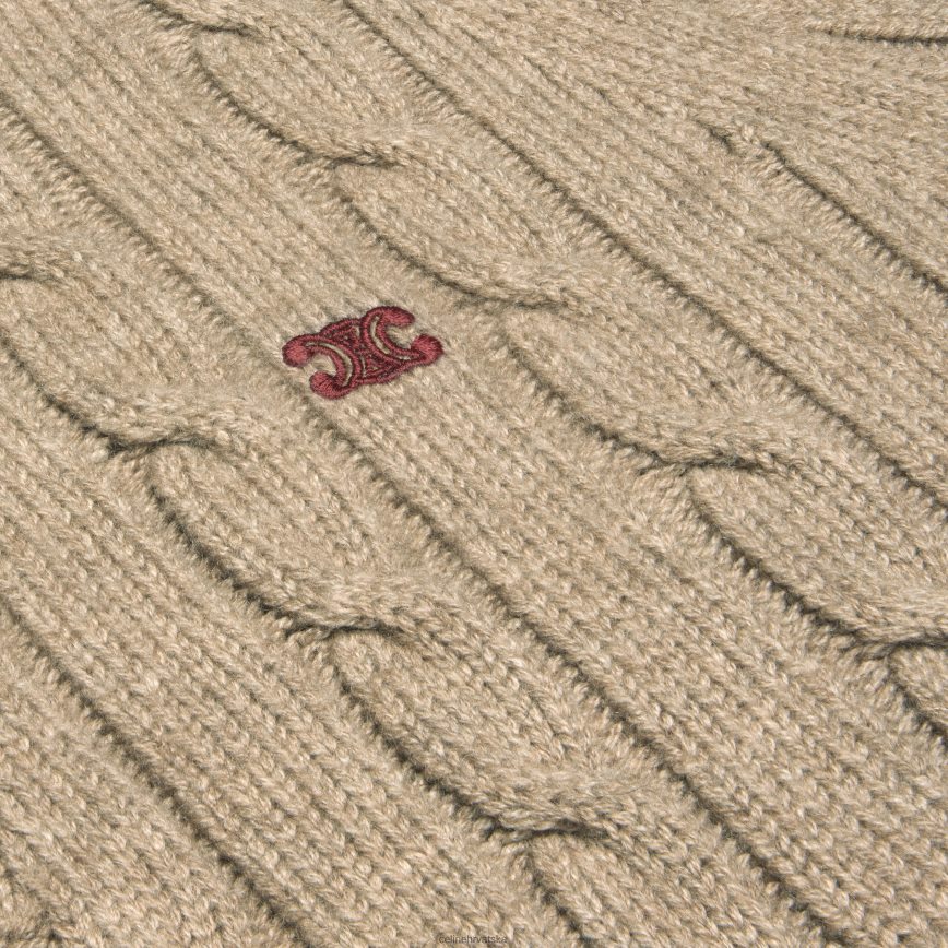 CELINE muškarci pleteni triomphe kardigan od kašmira svijetlo taupe odjeća 3WE2E1955