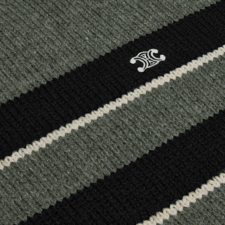 CELINE muškarci prugasti triomphe džemper s okruglim izrezom od vune sivo/crno odjeća 3WE2E1792