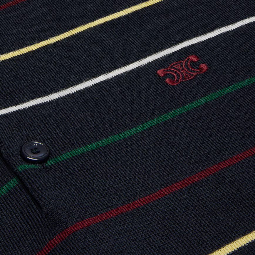 CELINE muškarci prugasti triomphe polo od fine vune mornarsko/višebojno odjeća 3WE2E1978