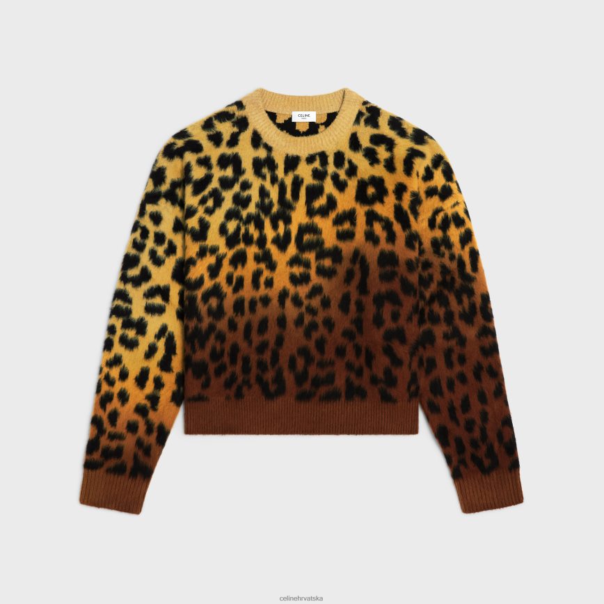 CELINE muškarci skraćeni džemper s okruglim izrezom od brušenog pamuka deva/brun odjeća 3WE2E1981