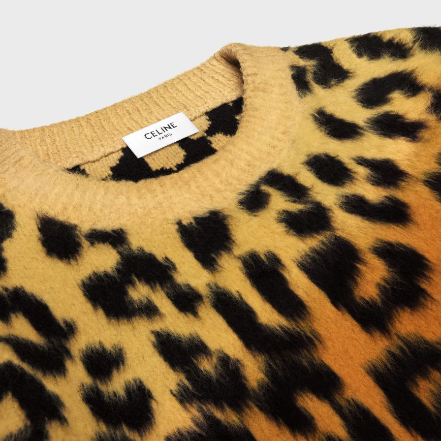 CELINE muškarci skraćeni džemper s okruglim izrezom od brušenog pamuka deva/brun odjeća 3WE2E1981