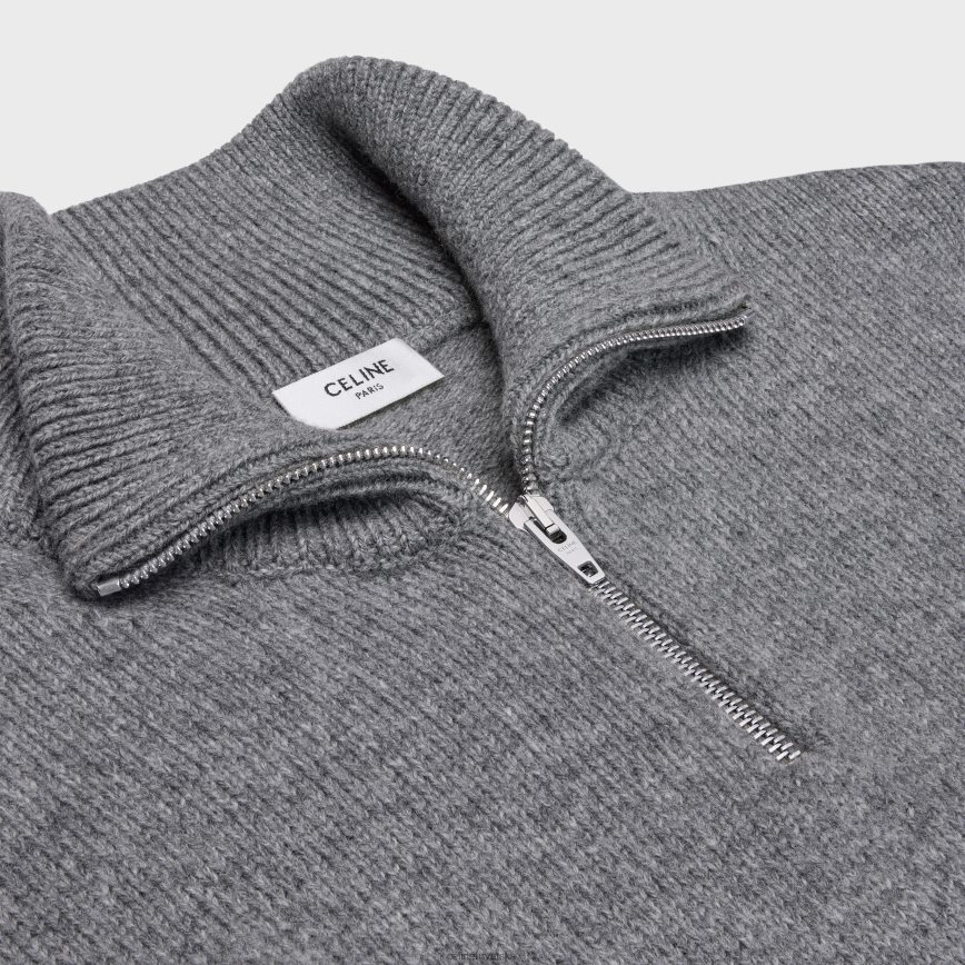 CELINE muškarci triomphe kamiondžija džemper od vune i kašmira sivo/bijelo odjeća 3WE2E1795