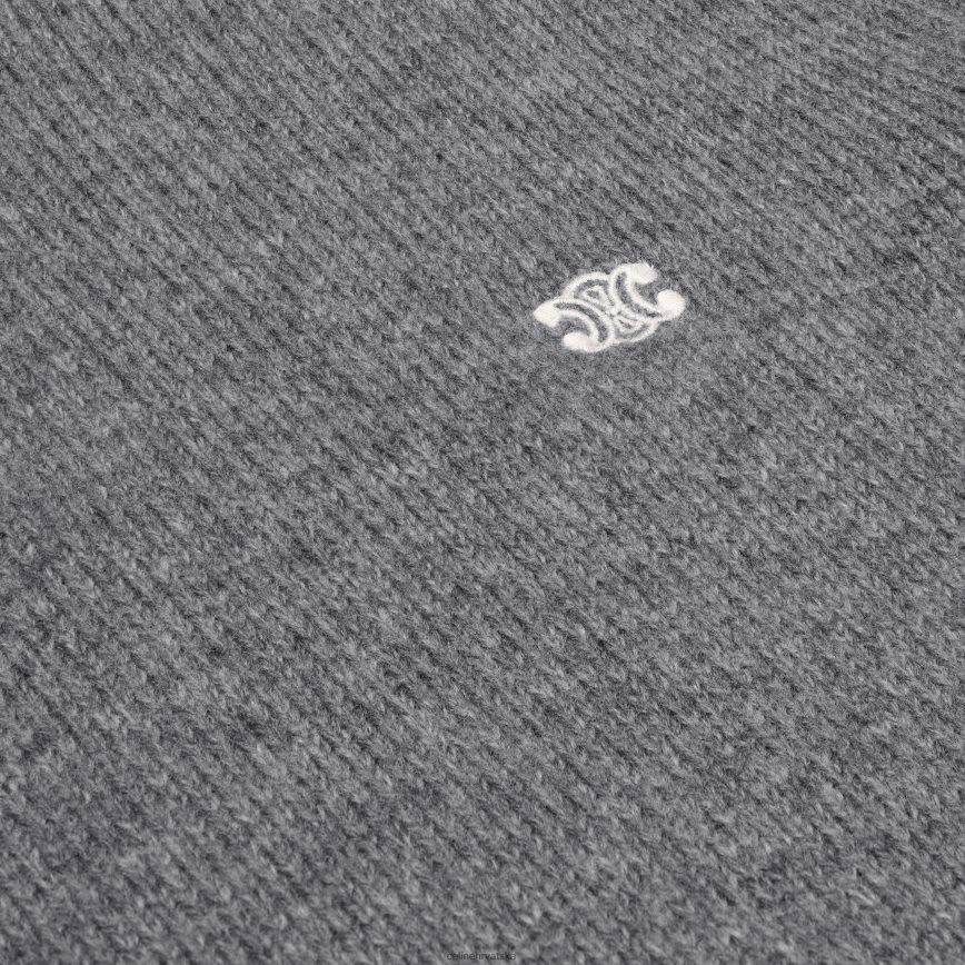 CELINE muškarci triomphe kamiondžija džemper od vune i kašmira sivo/bijelo odjeća 3WE2E1795