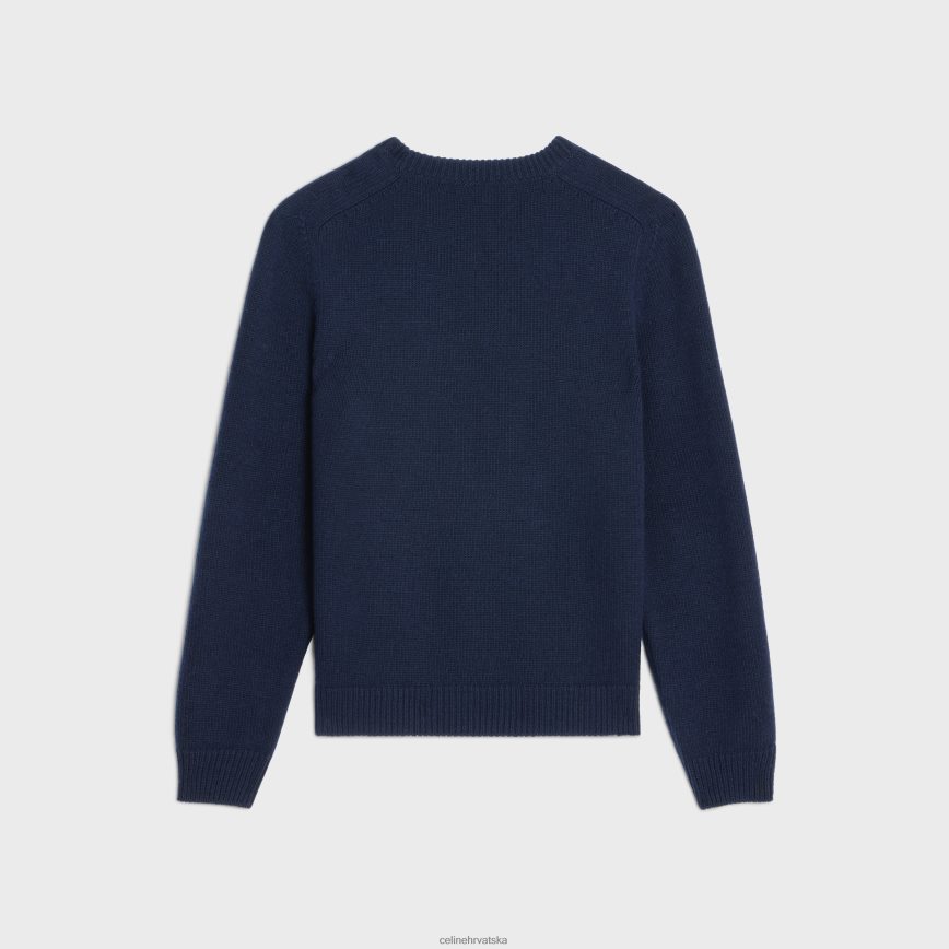 CELINE muškarci triomphe pulover s okruglim izrezom od vune od kašmira mornarica odjeća 3WE2E1957