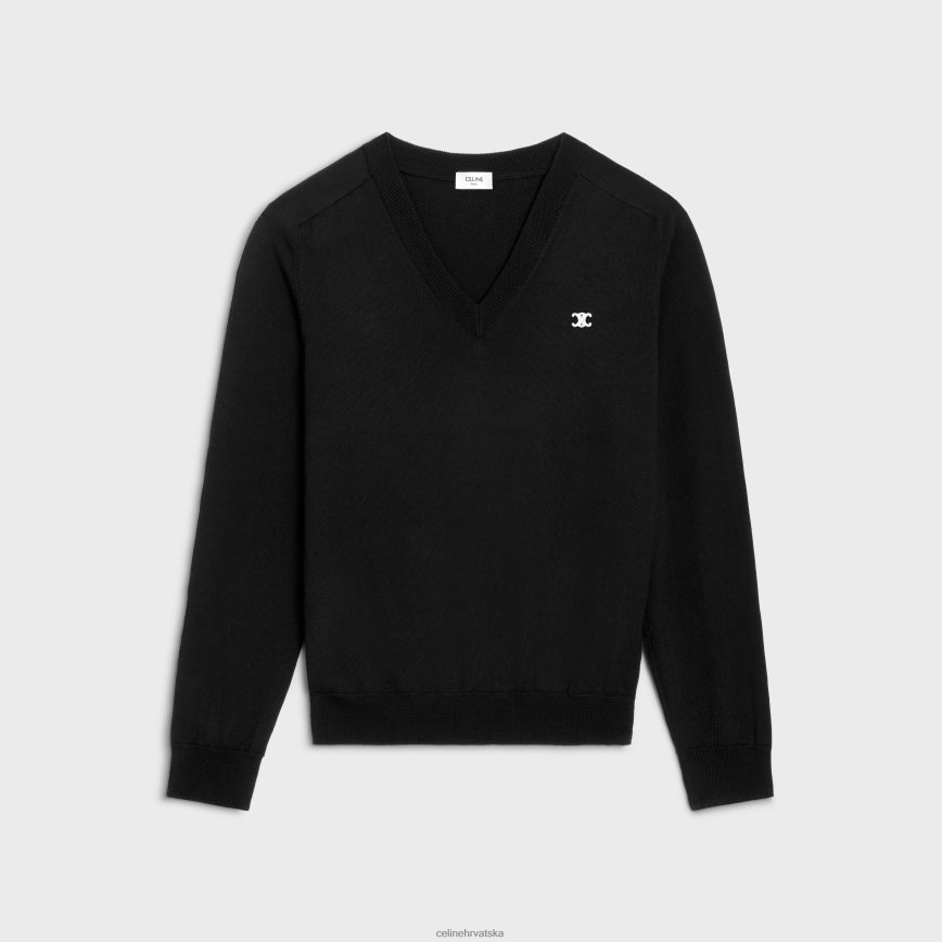 CELINE muškarci triomphe vuneni pulover s v-izrezom crno odjeća 3WE2E1962