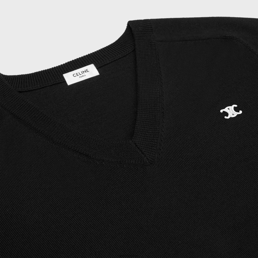 CELINE muškarci triomphe vuneni pulover s v-izrezom crno odjeća 3WE2E1962