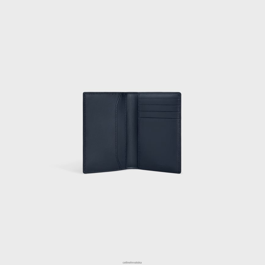 CELINE muškarci okomiti držač za kartice od sjajne teleće kože bleu sacre pribor 3WE2E2158