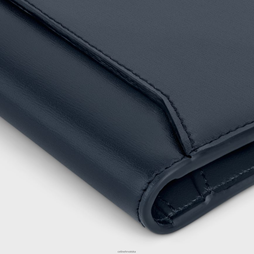 CELINE muškarci okomiti držač za kartice od sjajne teleće kože bleu sacre pribor 3WE2E2158