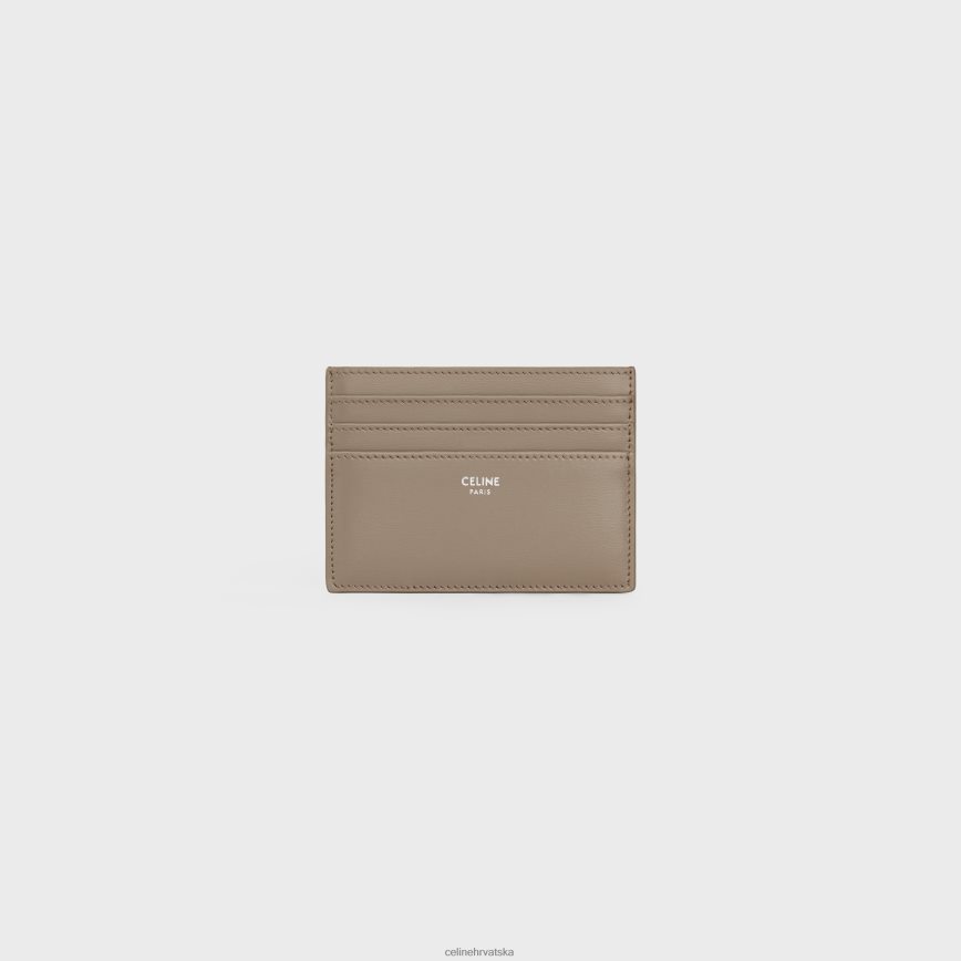 CELINE muškarci veliki držač za kartice od sjajne teleće kože smokey taupe pribor 3WE2E2152