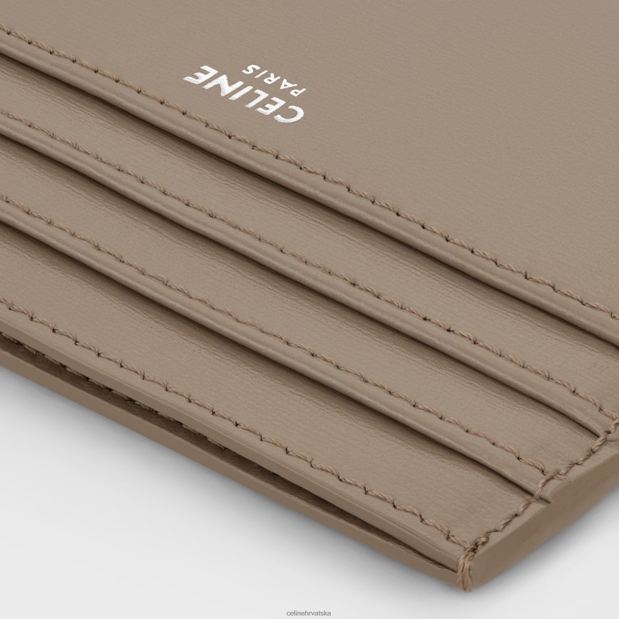 CELINE muškarci veliki držač za kartice od sjajne teleće kože smokey taupe pribor 3WE2E2152