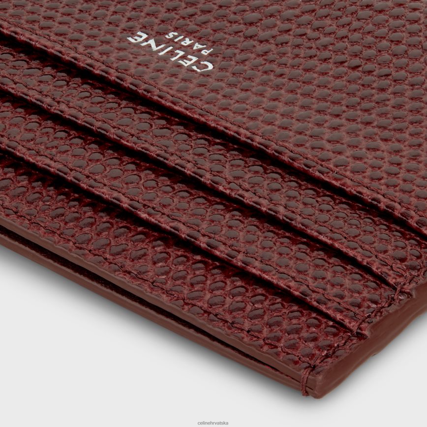 CELINE muškarci veliki držač za kartice od teleće kože s reljefom guštera tamnocrvena pribor 3WE2E2151