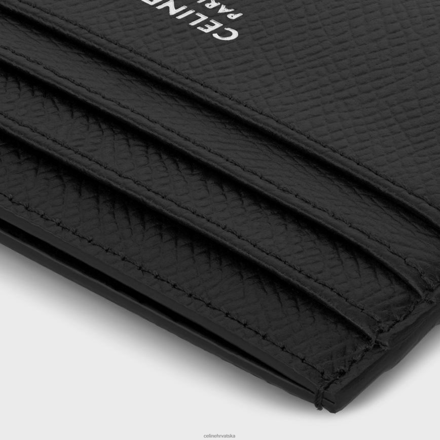 CELINE muškarci veliki držač za kartice od zrnaste teleće kože crno pribor 3WE2E2150