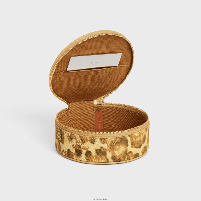 CELINE muškarci Okrugla torbica s patentnim zatvaračem od triomphe platna s printom i telećom kožom 3WED61570 pribor leopard