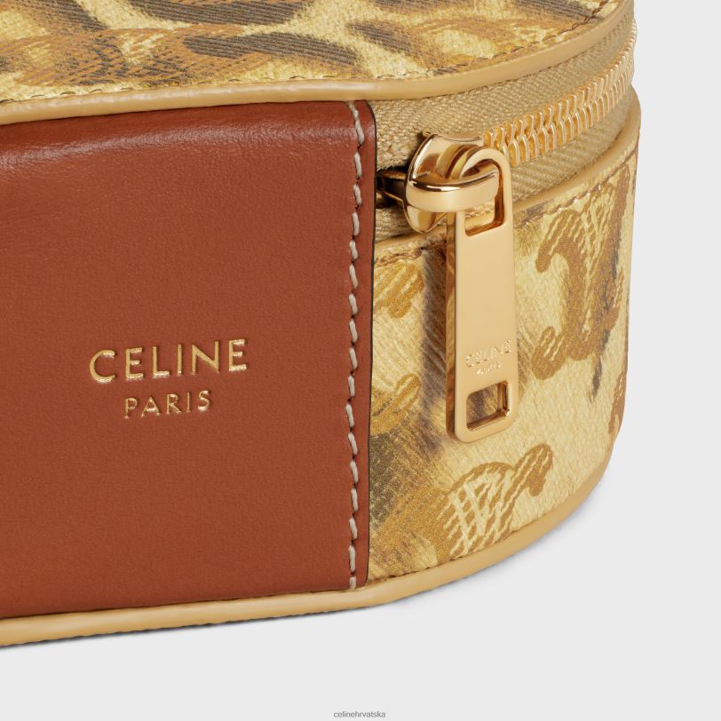 CELINE muškarci Okrugla torbica s patentnim zatvaračem od triomphe platna s printom i telećom kožom 3WED61570 pribor leopard