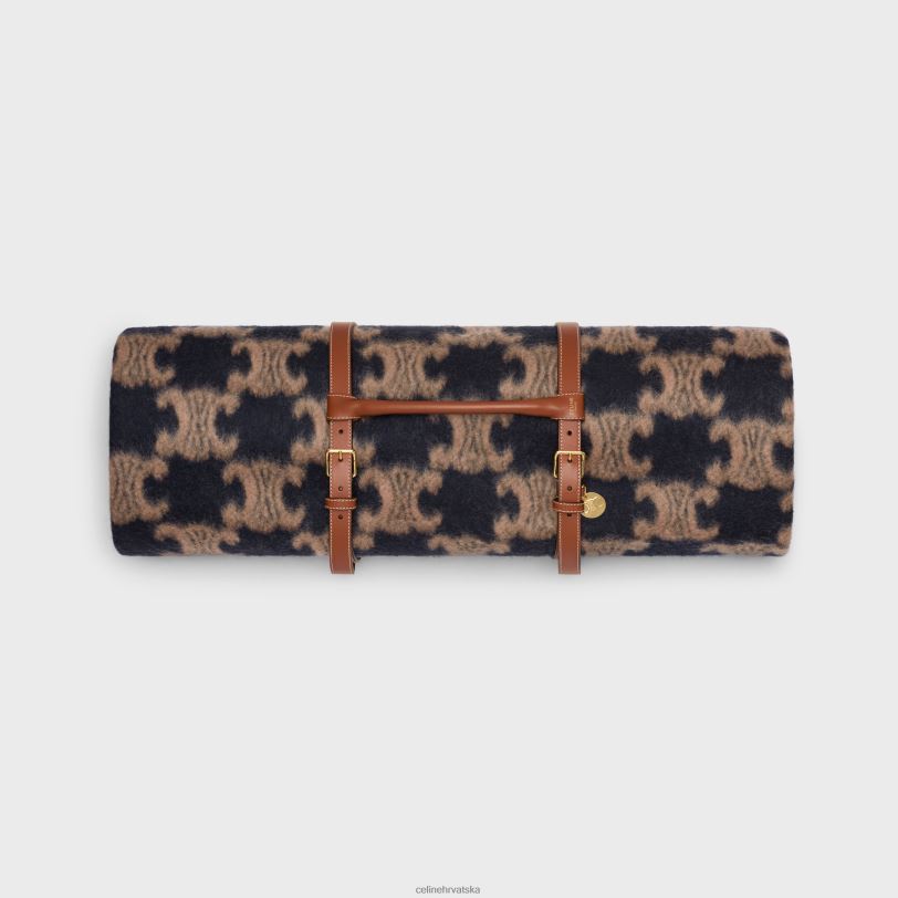 CELINE muškarci deka i držač za deke od teleće kože 3WED61542 pribor crno/tan