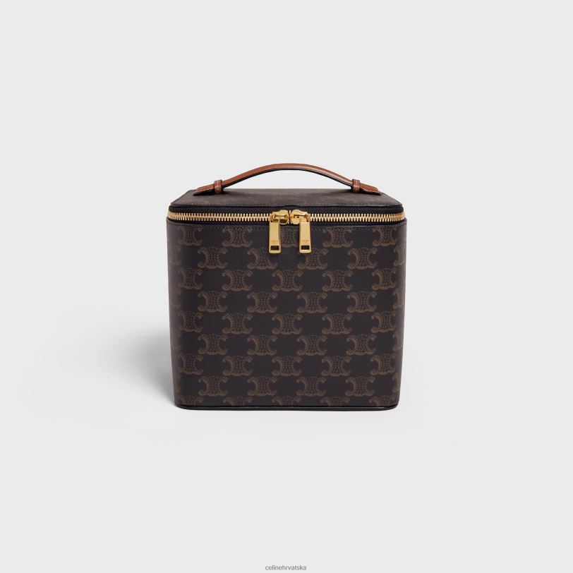 CELINE muškarci četvrtasta kozmetička torbica od triomphe platna i teleće kože 3WED61485 pribor preplanuli ten