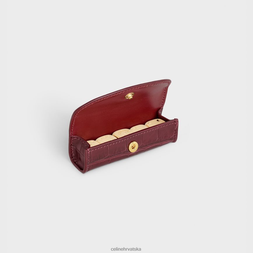 CELINE muškarci kockica u aligatoru tamnocrvena pribor 3WE2E1673