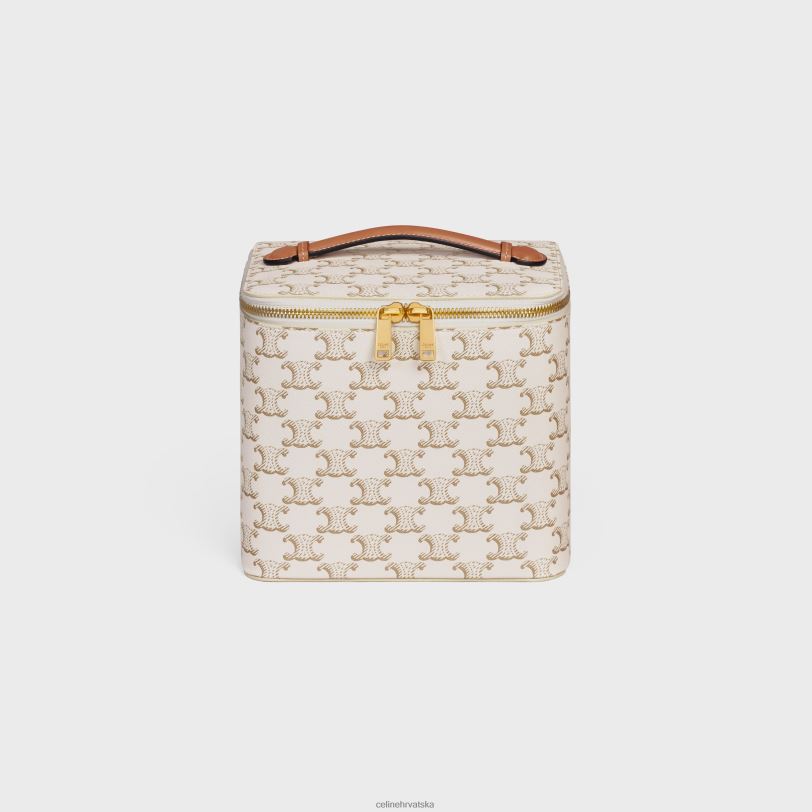 CELINE muškarci kozmetička torbica od triomphe platna i teleće kože 3WED61581 pribor bijela