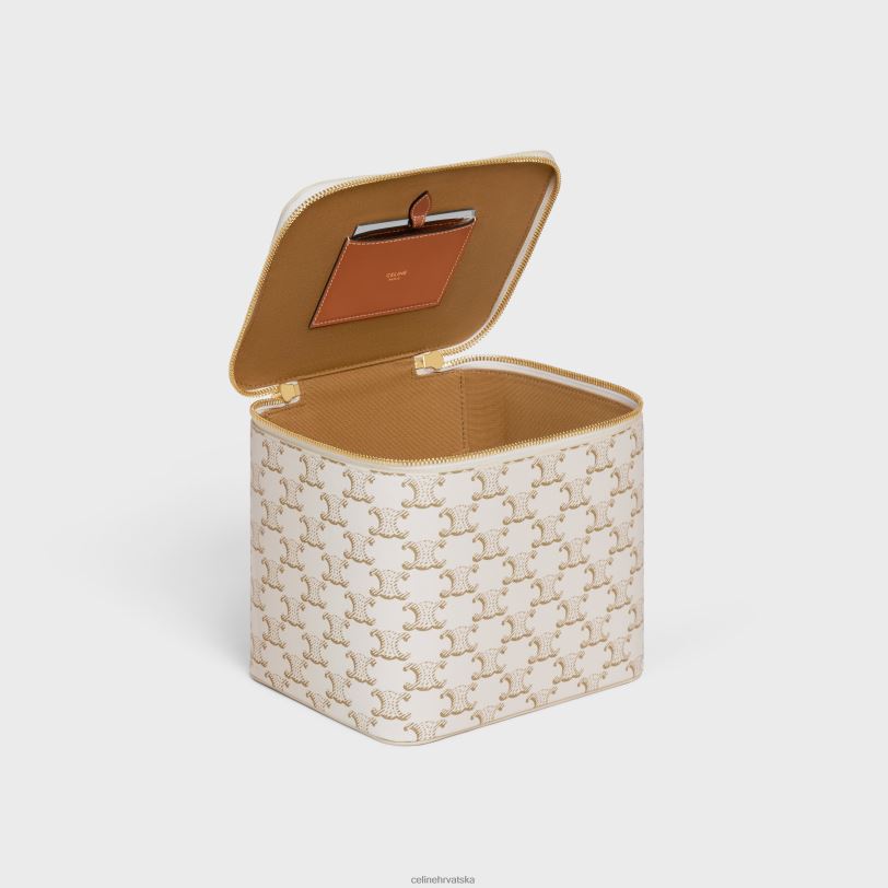 CELINE muškarci kozmetička torbica od triomphe platna i teleće kože 3WED61581 pribor bijela