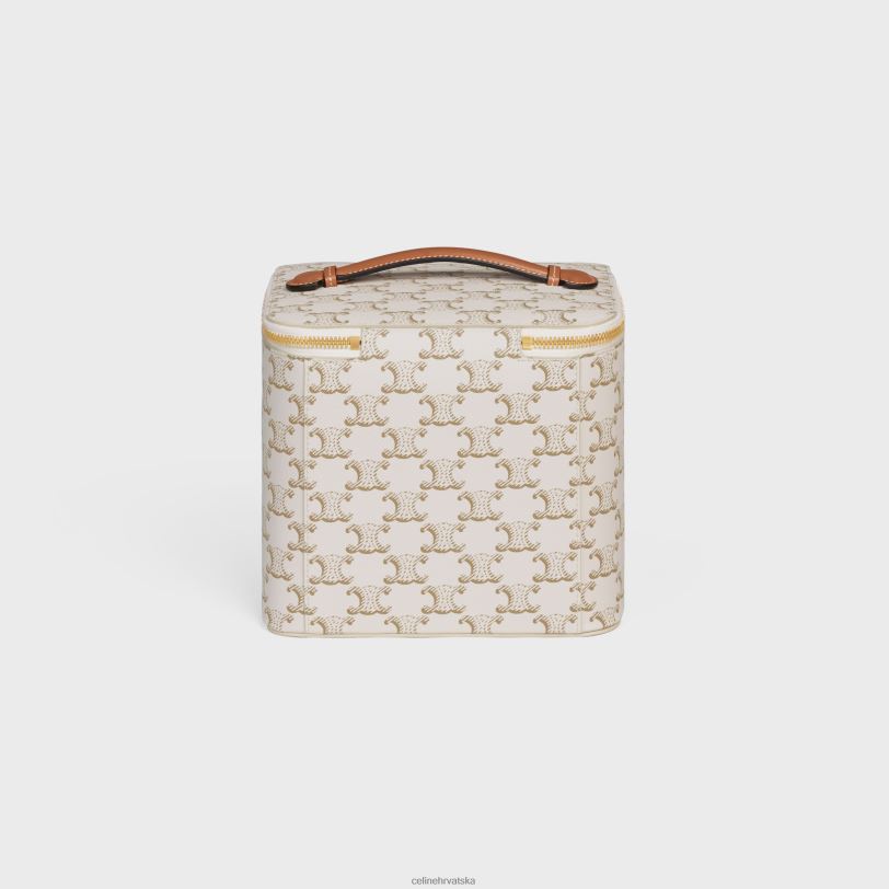 CELINE muškarci kozmetička torbica od triomphe platna i teleće kože 3WED61581 pribor bijela