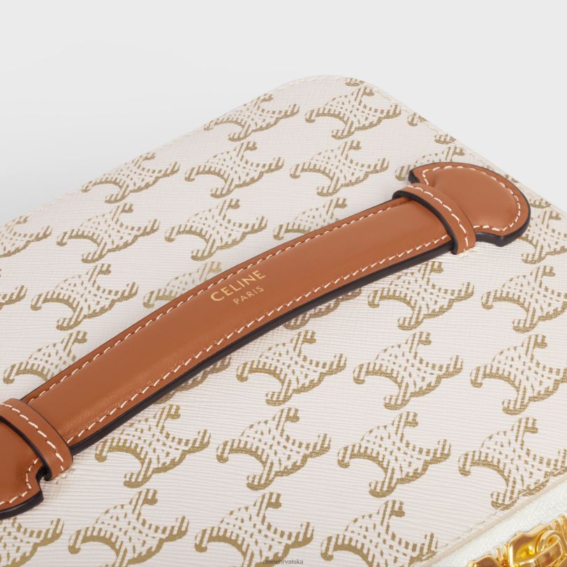 CELINE muškarci kozmetička torbica od triomphe platna i teleće kože 3WED61581 pribor bijela