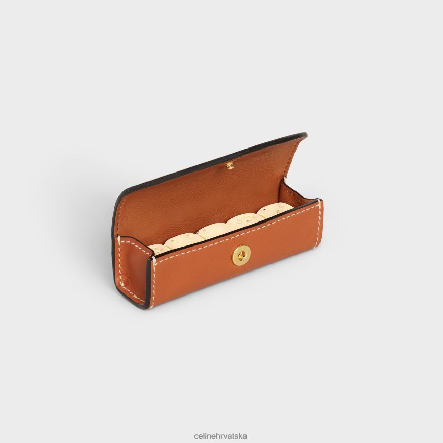 CELINE muškarci kutija za kocke od prirodne teleće kože preplanuli ten pribor 3WE2E1675